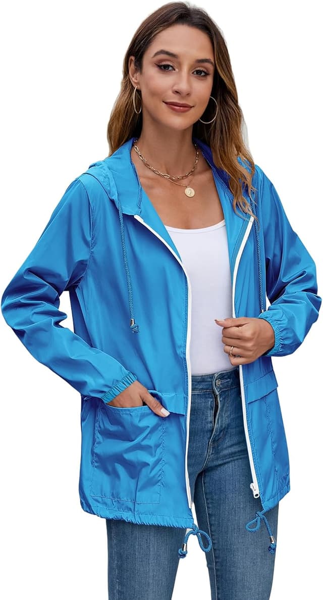 Detalle de Hount Women’s Lightweight Hooded Raincoat Waterproof Packable Active Outdoor Rain Jacket (S-3XL)