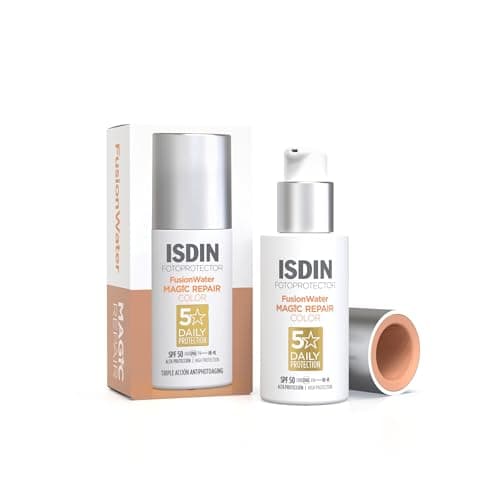 Detalle de ISDIN Foto Protector Magic Repair Fusion Water Color SPF 50 (50 ml) con color y triple acción anti-fotoenvejecimiento