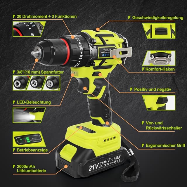 Thumbnail 1 de VOERJIA Taladro Percutor 21V 65Nm