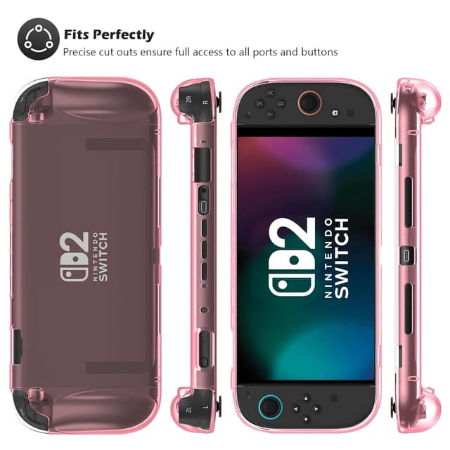 Detalle de ProCase Schutzhülle für Nintendo Switch 2 (2025) – kratzfest, stoßfest, mit ergonomischem Griff (rosa transparent)