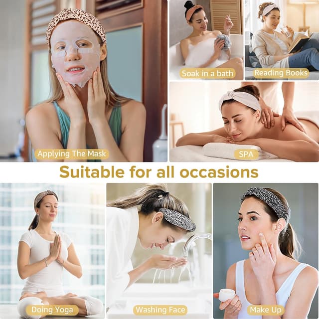 Detalle 2 de DiyJibb Stirnbänder für Damen und Mädchen (6er-Set) – breit, geknotet im Turban-Stil