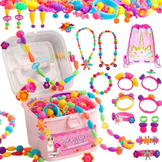 Detalle de Orian Pop Beads Jewelry Making Kit for Girls (550+ Piece Set) — Snap Beads for Bracelets, Necklaces & Rings