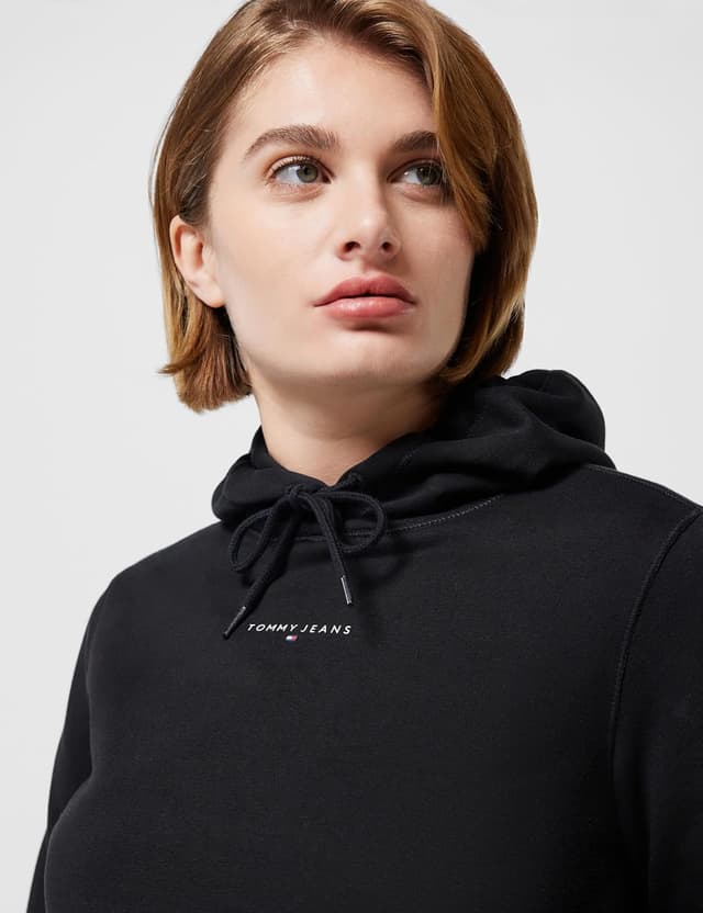 Detalle 2 de Tommy Jeans Damen Hoodie Linear mit Kapuze – lässiger Pullover mit Tunnelzug