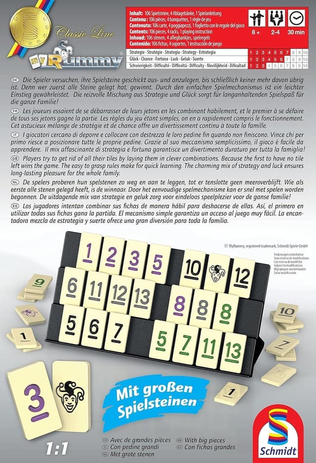 Detalle de Schmidt Classic Line My Rummy Gioco di società 30 min