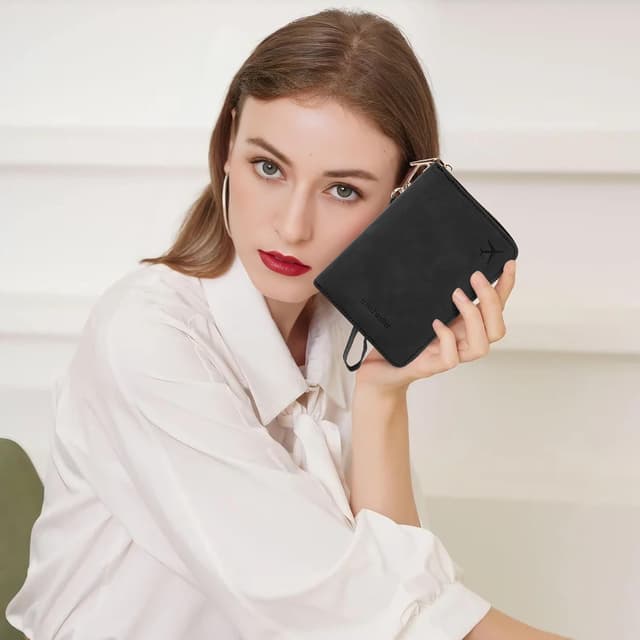 Thumbnail 6 de Zidoley Passport Holder Travel Wallet RFID Blocking (Black) with Wrist Strap