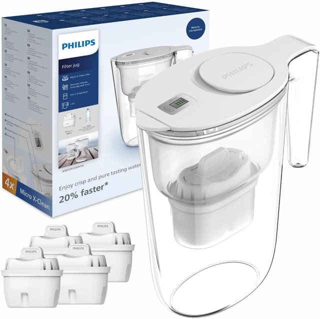 Detalle de Philips Water Filter Jug +4 Taste+ and Replacement Filter Cartridges (Electronic timer, 2.6 litres)