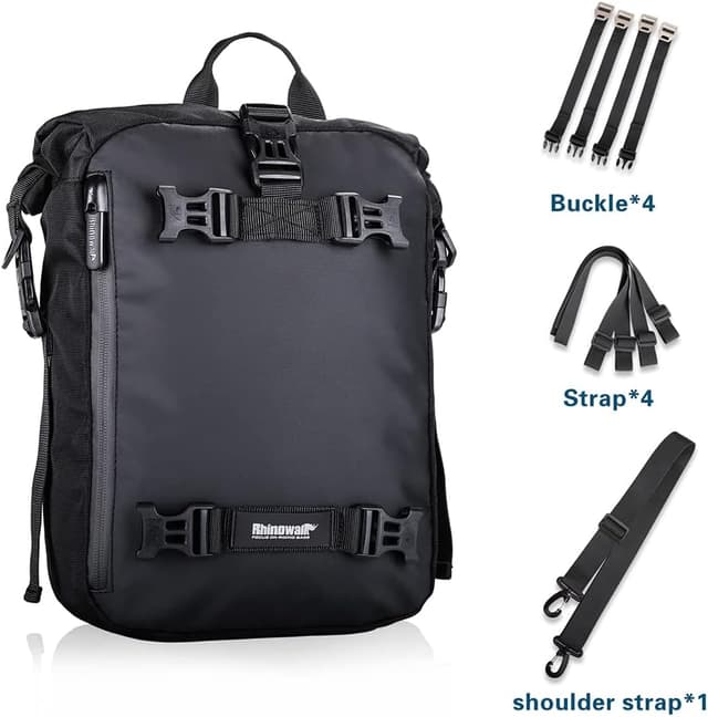 Detalle 2 de Rhinowalk Motor Pannier Bag 10L Waterproof Rear Rack Trunk Bag (Black) – modular rear luggage storage