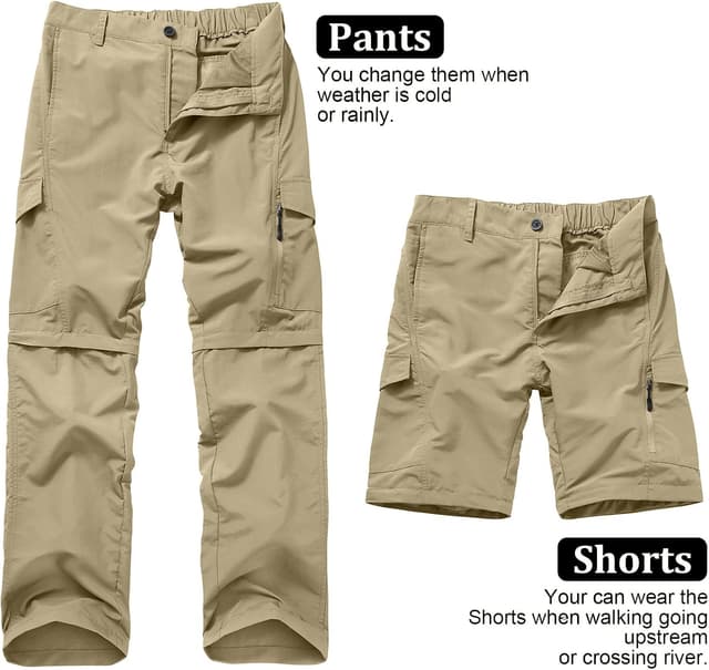 Detalle de Jessie Kidden men’s quick-dry convertible hiking trousers with zip-off legs (water-repellent, UPF 50+)