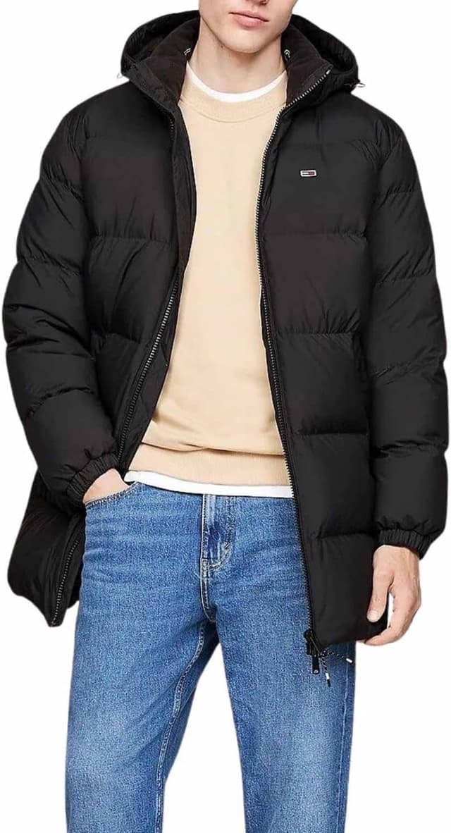 Detalle de Tommy Jeans Men’s Essential Down Parka with Hood – warm, lightweight winter layering