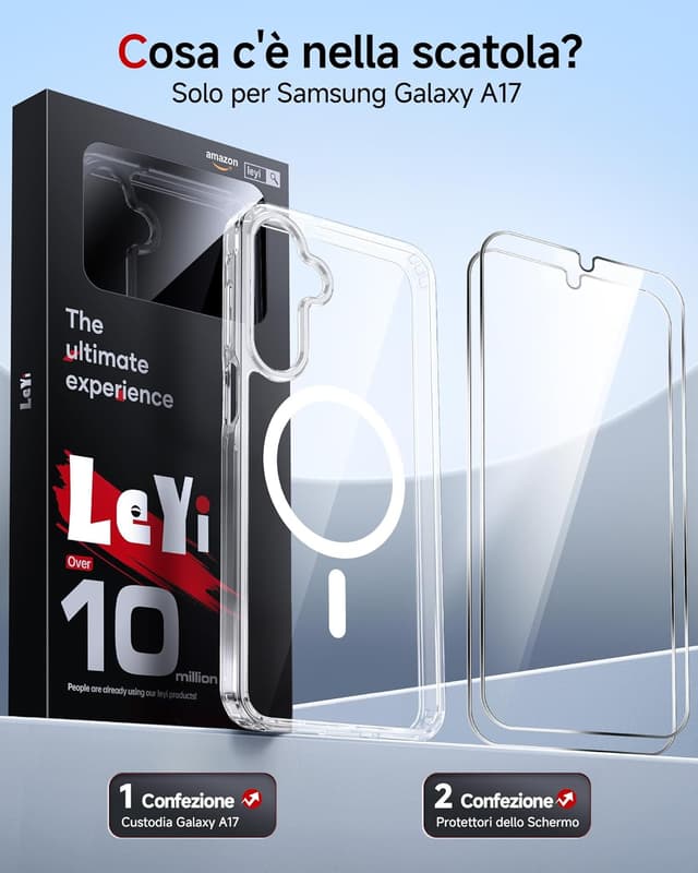 Thumbnail 6 de LeYi Cover magnetica per Samsung Galaxy A17 5G con custodia trasparente e 2 vetri temperati fotocamera