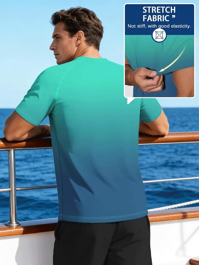 Detalle de UPF 50+ Men’s Long Sleeve Fishing Rash Guard Shirts (1 or 3 Pack) for Sun & Water Protection