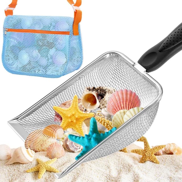 Detalle 2 de UMUACCAN Beach Mesh Shovel Shark Tooth Sifter (Red) for Shell Collecting