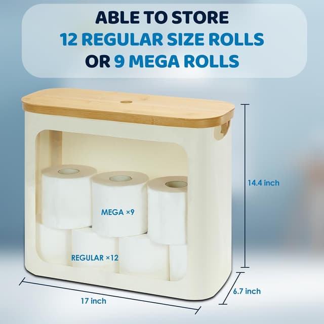Thumbnail 4 de ROSOS Toilet Paper Storage for 12 Rolls with Bamboo Lid 🧻