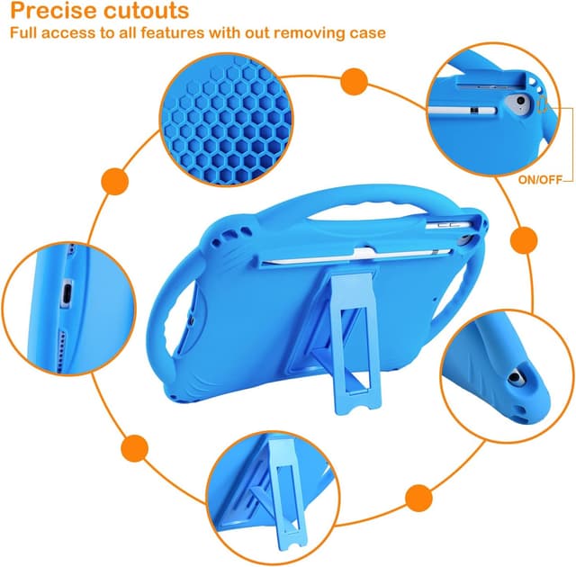 Detalle de TOPESCT iPad 10.2 case for Kids (9th/8th/7th Gen) with handle, strap & silicone kickstand (Blue)