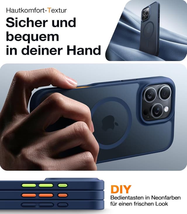 Thumbnail 6 de TORRAS Guardian-Mag Hülle für iPhone 16 Pro mit MagSafe – Guardian-Mag Schutzcase in edlem Matt Blau
