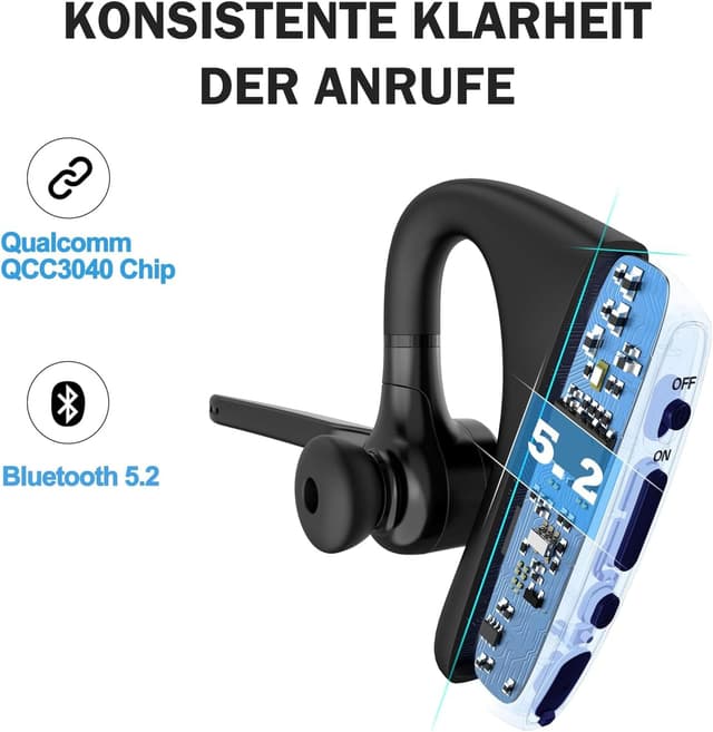 Detalle 2 de Conambo Bluetooth Headset K10C (Bluetooth 5.2) mit CVC 8.0, ENC & Mikrofon