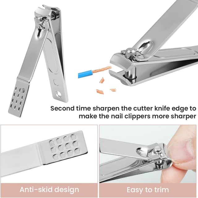 Detalle de LOPHE Kit manucure/pédicure pour coupe-ongles et cuticules (4 pièces) avec étui de voyage en cuir rouge