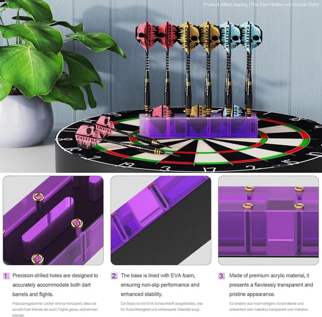 Detalle de CyeeLife Présentoir de fléchettes en acrylique pour 12 fléchettes (violet)