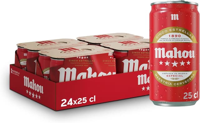 Thumbnail 6 de Mahou 5 Estrellas, Pack 24 Latas 33 cl, Cerveza 🍺