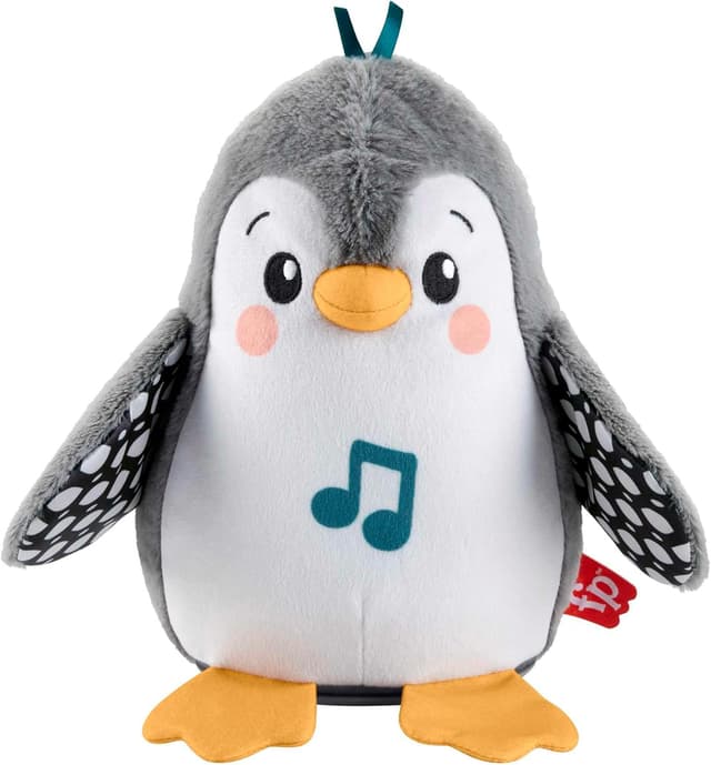 Detalle de Fisher-Price Baby Tummy Time Toy Flap & Wobble Penguin (HNC10) plush with music & motion