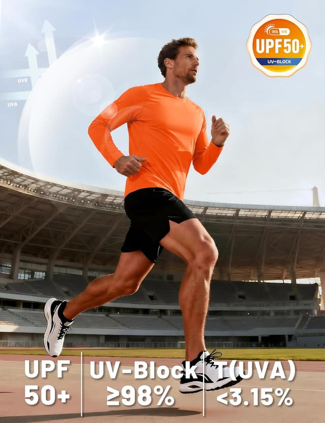 Detalle de TACVASEN Herren UPF 50+ UV-Schutz Langarmshirt (Rashguard) für Outdoor