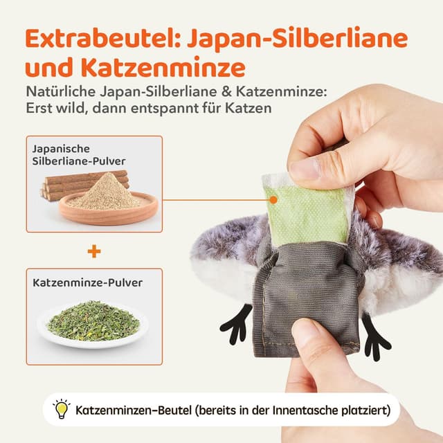 Thumbnail 6 de Potaroma Katzenspielzeug Flatternder Vogel 10,2 cm