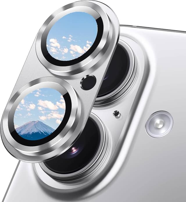 Detalle de 2er-Pack Kameraschutz aus gehärtetem Glas für iPhone 16 (6,1 Zoll) & iPhone 16 Plus (6,7 Zoll) mit Metallring für MagSafe-Adapter