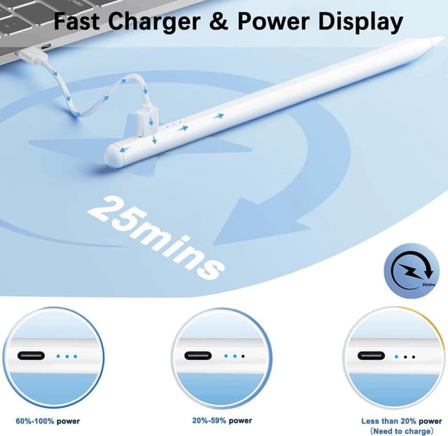Detalle 2 de Stylus Pen for Apple iPad (2018–2025) with Tilt Sensitivity, Palm Rejection & Fast Charge