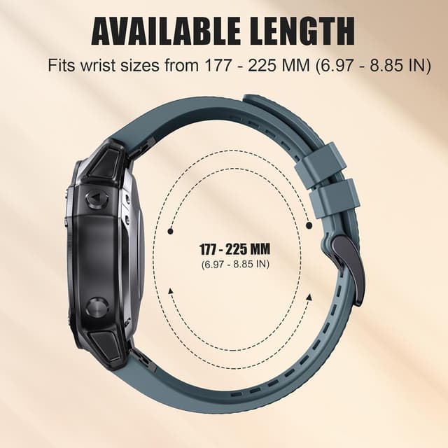 Detalle de NotoCity Quickfit 22mm Soft Silicone Strap for Garmin Fenix 6/6 Pro, Fenix 7 and 47mm models