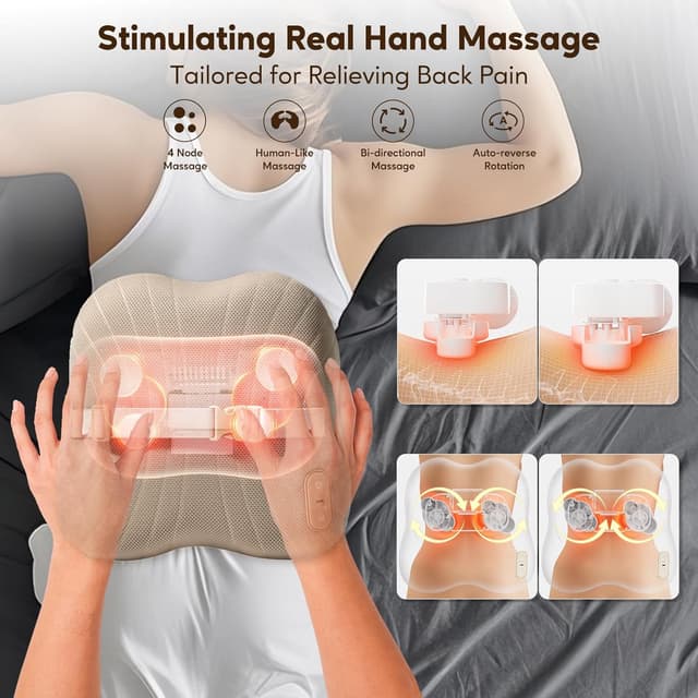 Detalle de Arboleaf Bluetooth Shiatsu Back Massager with Heat (Cordless) for Neck, Back & Shoulders