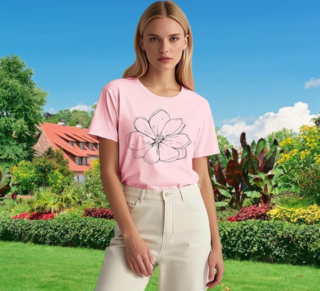 Detalle 2 de Qskall women’s magnolia floral print T-shirt (soft breathable jersey blend)