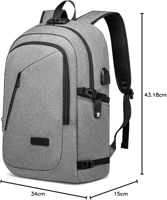 Thumbnail 5 de 17.3-inch USB charging laptop backpack Grey