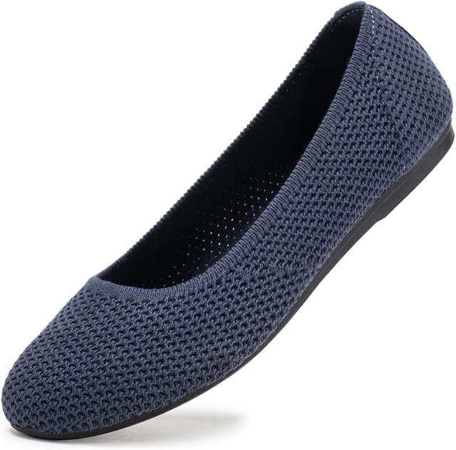 Detalle de Frank Mully women’s slip-on knit ballet flats with round toe and cushioned foot-bed