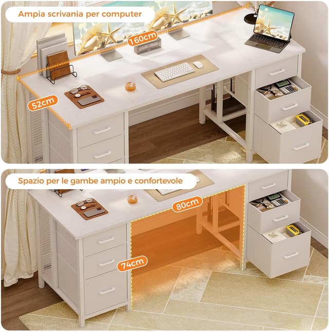 Thumbnail 6 de Coleshome Scrivania 160x52 con 6 cassetti