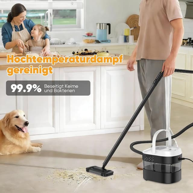 Detalle 2 de Dampfreiniger mit 3-stufig einstellbarem Griff, 1,6-L-Wassertank und 17 Zubehörteilen