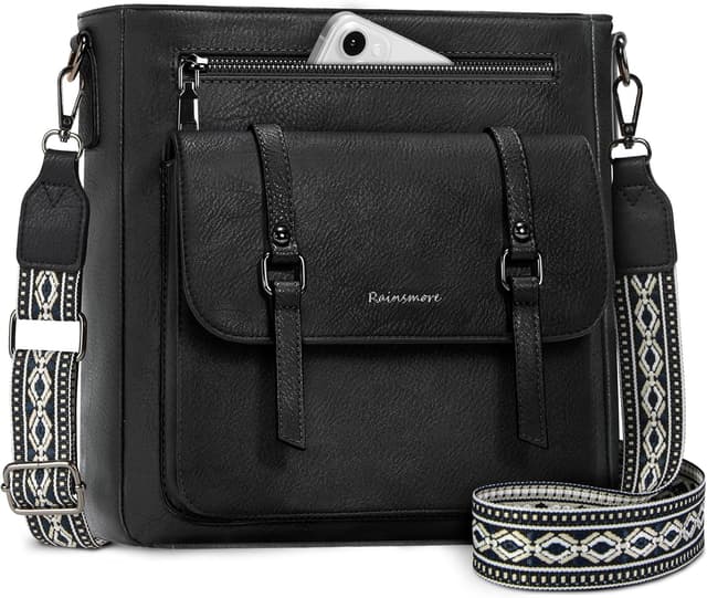 Detalle de RAINSMORE Umhängetasche Damen Mittelgroß Schwarz