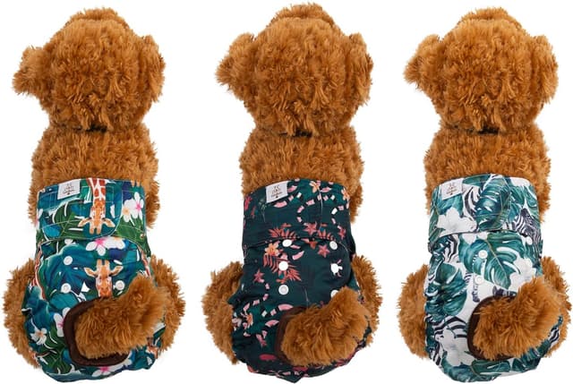 Detalle de CuteBone 3er-Pack waschbare Hundewindeln für Damen – wasserdichte Welpenhosen in der Rosenkollektion (Größe XS)