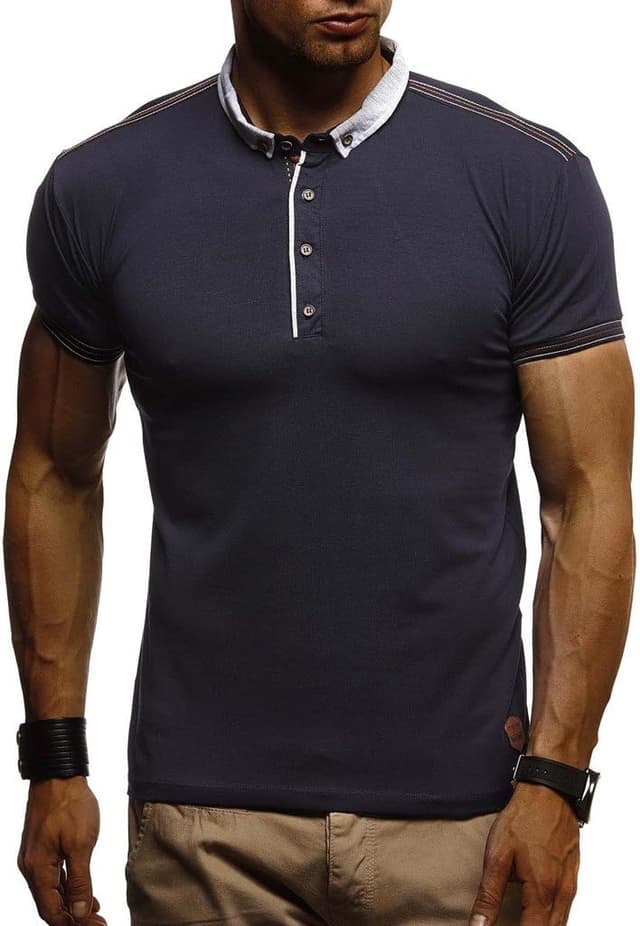 Detalle de Leif Nelson LN1310 : t-shirt à col polo homme en coton basique, manches courtes