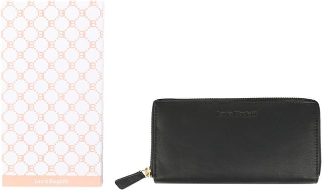 Detalle 2 de Portefeuille femme Laura Biagiotti en cuir véritable : spacieux, intérieur multicolore