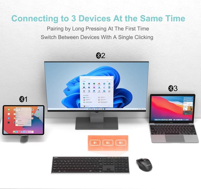 Detalle 2 de Arteck Universal Bluetooth Keyboard, 3-device UK