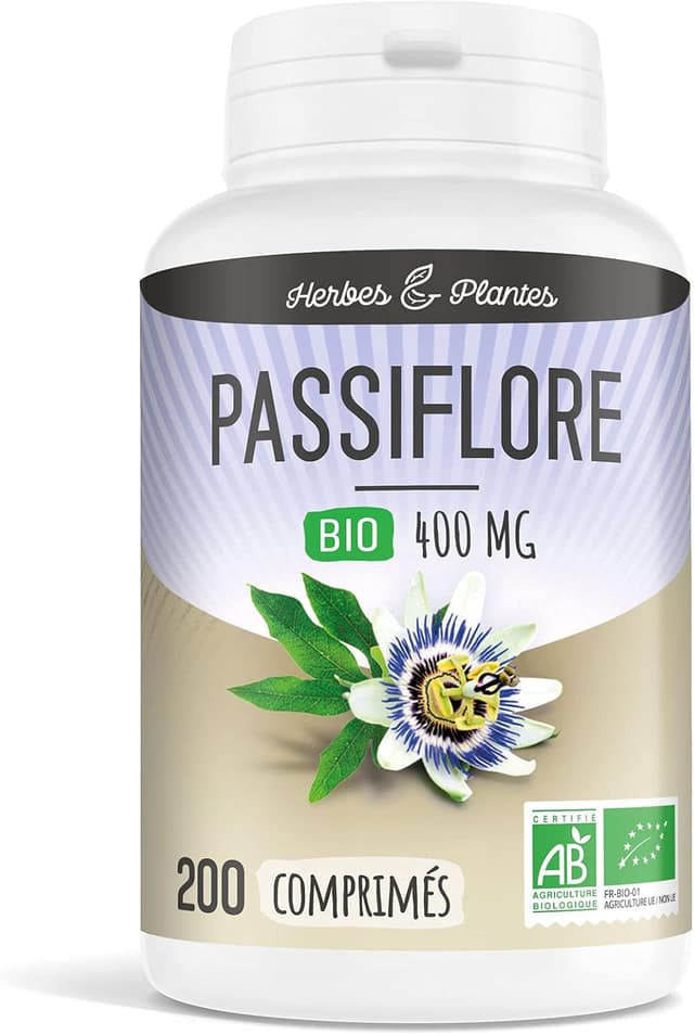 Detalle de Herbes & Plantes Passiflore Bio – 200 comprimés (400 mg) en pilulier
