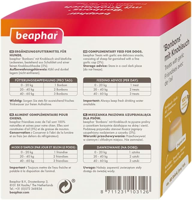 Detalle 2 de beaphar Bonbons d’ail pour chiens (245 g) aux oméga 3 6 9