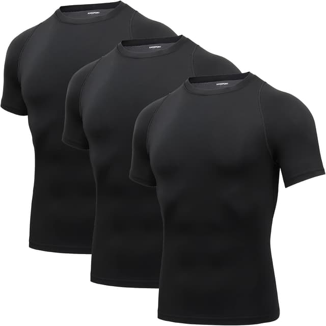 Detalle de AMZSPORT Haut de compression homme à manches courtes (couche de base) pour sport
