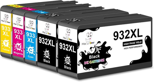 Detalle de Miss Deer 932XL/933XL Multipack cartucce compatibili per HP (2 Nero, 1 Ciano, 1 Magenta, 1 Giallo)