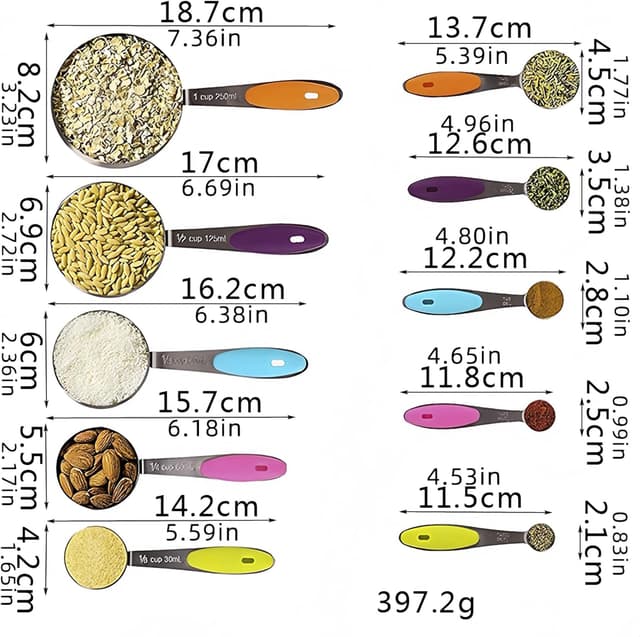Thumbnail 1 de 10 Pcs Measuring Cups and Spoons Set 1 cup