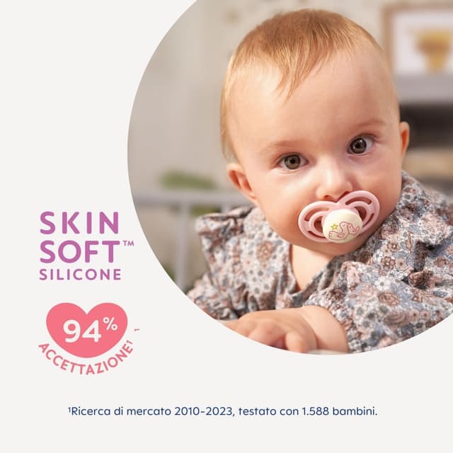 Detalle de MAM Perfect confezione doppia succhietto 16+ mesi (set da 2) in silicone SkinSoft con custodia sterilizzatrice, azzurro