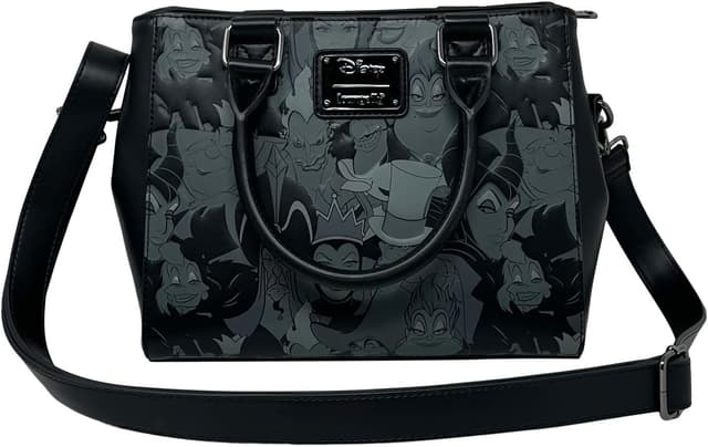 Detalle de Loungefly Disney Villains sac main à bandoulière en cuir synthétique, noir (Medium)