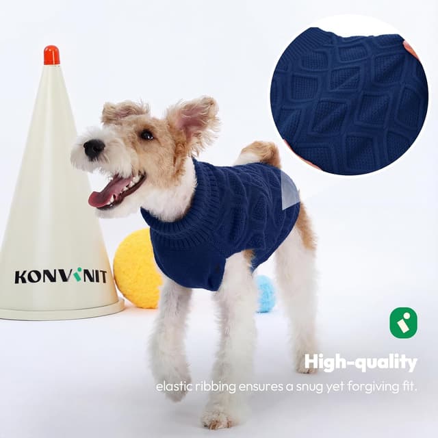 Detalle de KONVINIT maglioncini per cani senza maniche a collo alto, maglia termica morbida