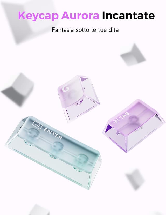 Detalle 2 de GravaStar Mercury K1 Lite 75% Tastiera Gaming Wireless Tri-Mode Crystal Aurora (Hot-Swap) con RGB