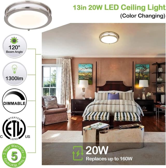Thumbnail 5 de 13 inch Flush Mount LED Ceiling Light 1300 lm
